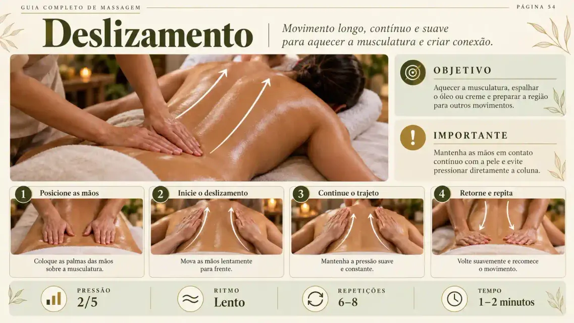 Guia de deslizamento na massagem spa