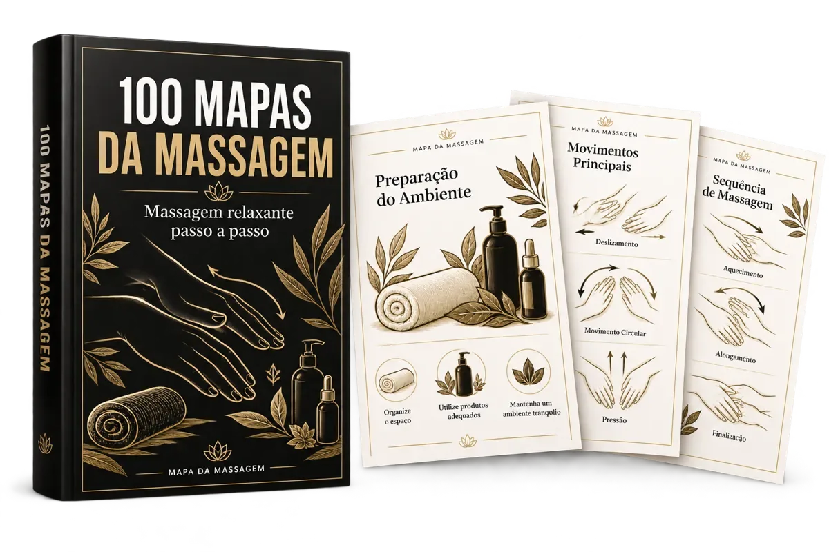 Kit premium com 100 mapas visuais da massagem